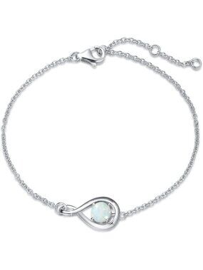Sterling Silver Infinity Birthstone Bracelet for Women - Elegant Gift Idea